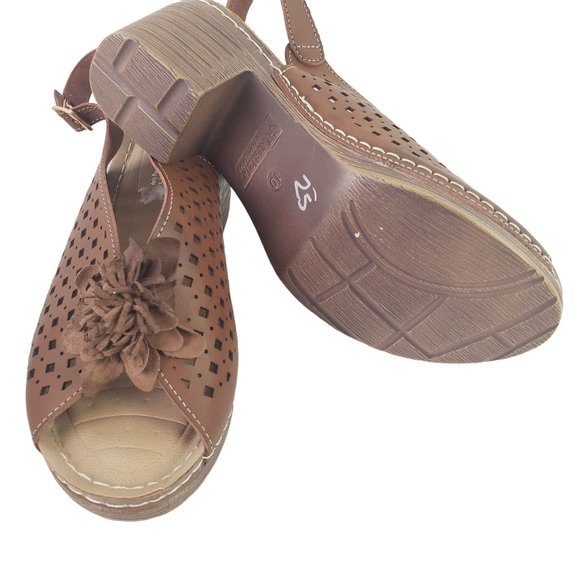 Patrizia by Spring Step, Ollevo Brown, Open Toe Sling Back Heeled Sandal, Sz 10 - Picture 6 of 8